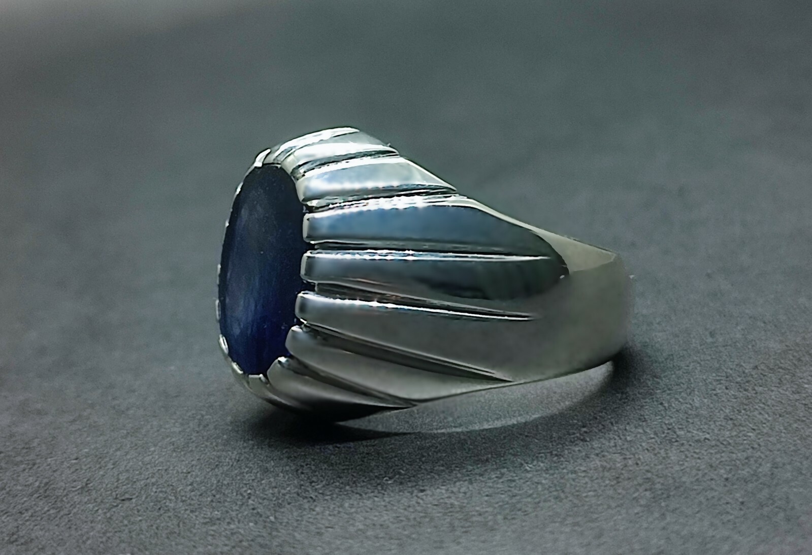 Natural 9 Carat Big Blue Sapphire Sterling Silver 925 Handmade Neelam Mens Ring