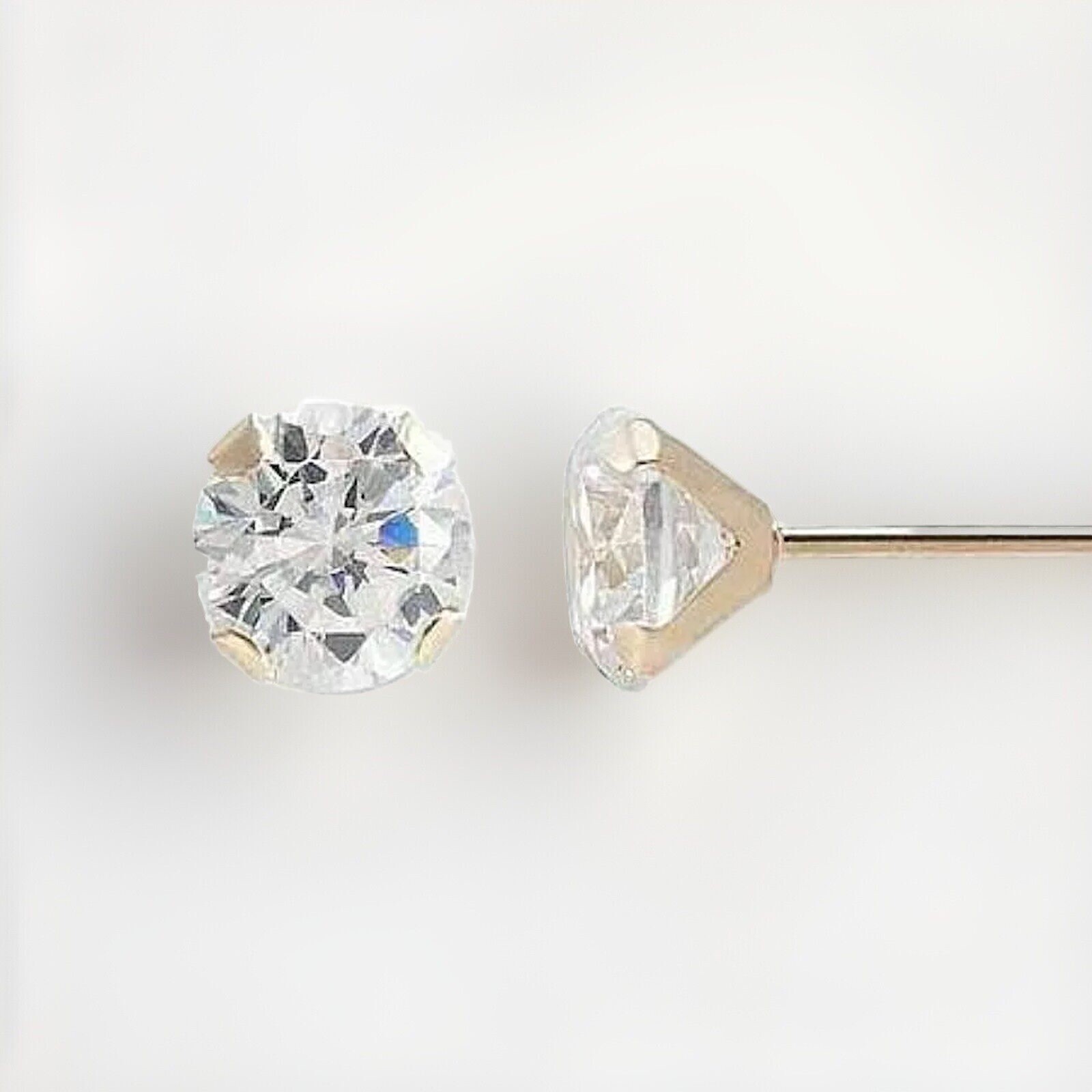Genuine Natural Diamond Stud Screw Back Earrings in Solid 14k Yellow gold – 2mm