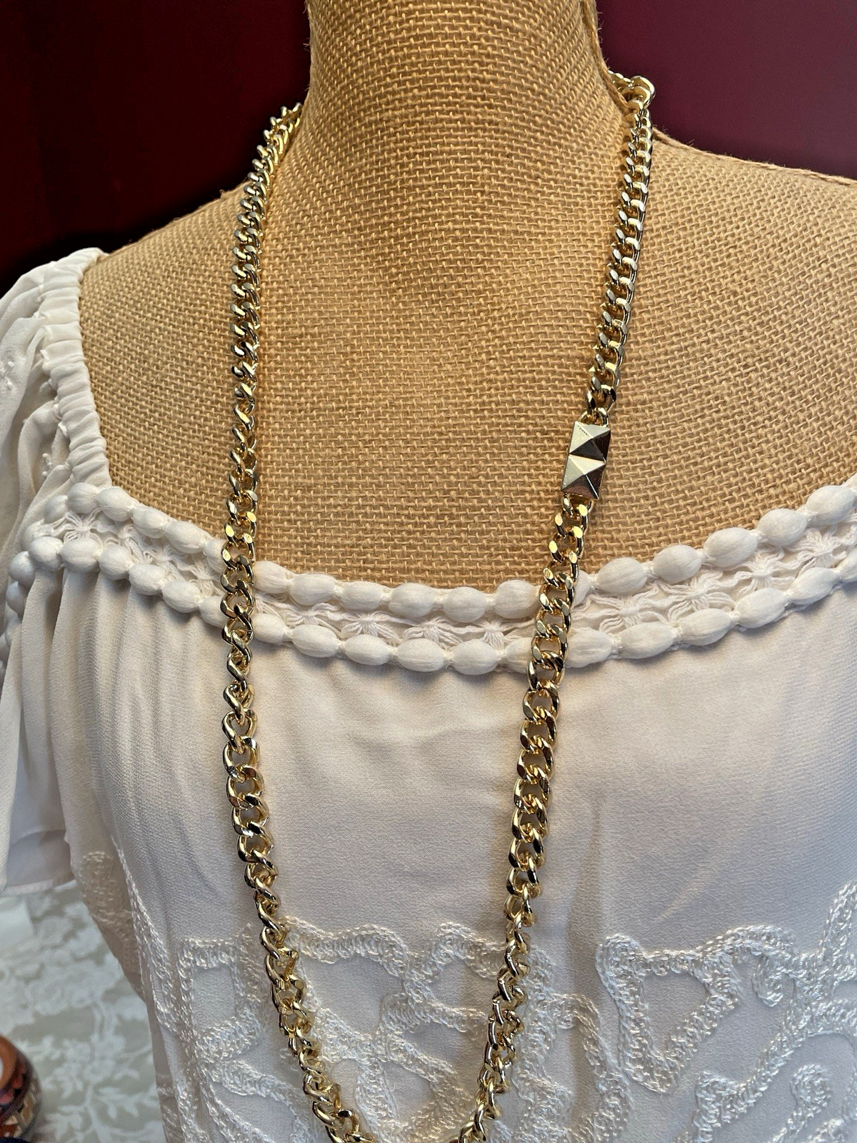 Fallon ? 36″ Heavy Goldplated Chain Necklace Magnetic Closure Cuban Link Style