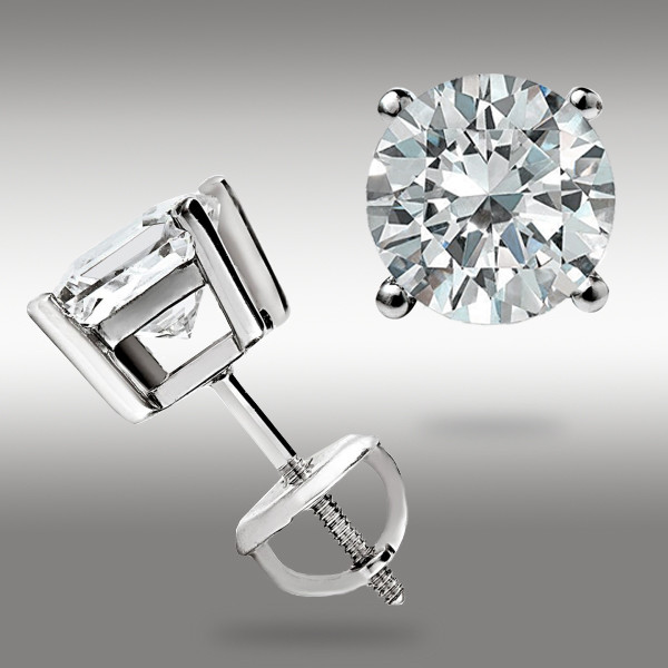 REAL 14K WHITE GOLD 1.00 CT BRILLIANT CUT GRA MOISSANITE STUDS SCREW-BACK GIFT