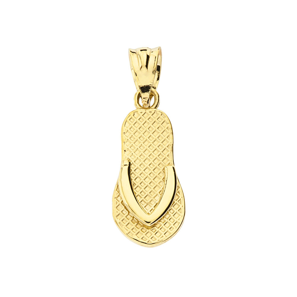 Gold Textured Flip Flop Pendant Necklace(Available in Yellow/Rose/White Gold)