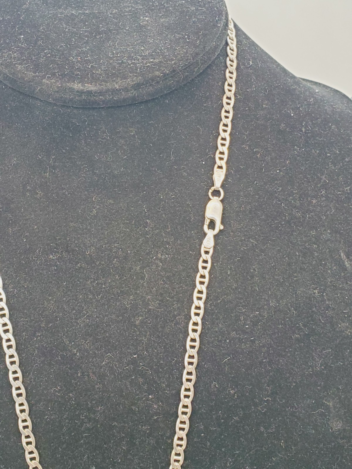 Sterling Silver 925 Flat Mariner/Anchor Chain Necklace 22″ Signed Italy (77)