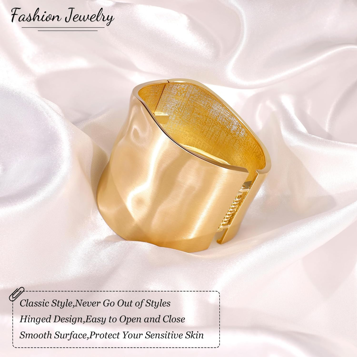 18K Gold Plated Wide Chunky Gold Cuff Bracelets for Women Chunky Bangle
