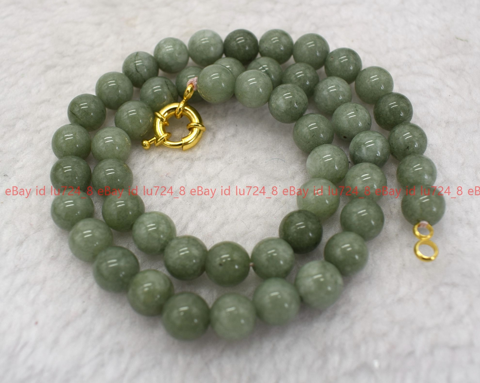 6-14mm Natural A Green Jade Jadeite Round Gems Beads Gold Clasp Necklace 14-36″