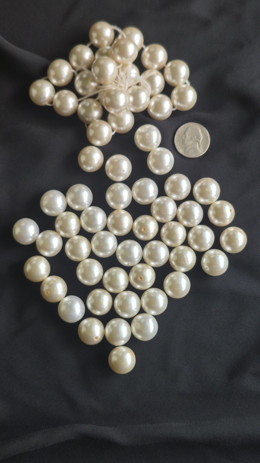 Vintage 15mm High Luster Acrylic Faux Pearl Beads 64pc Original Strand