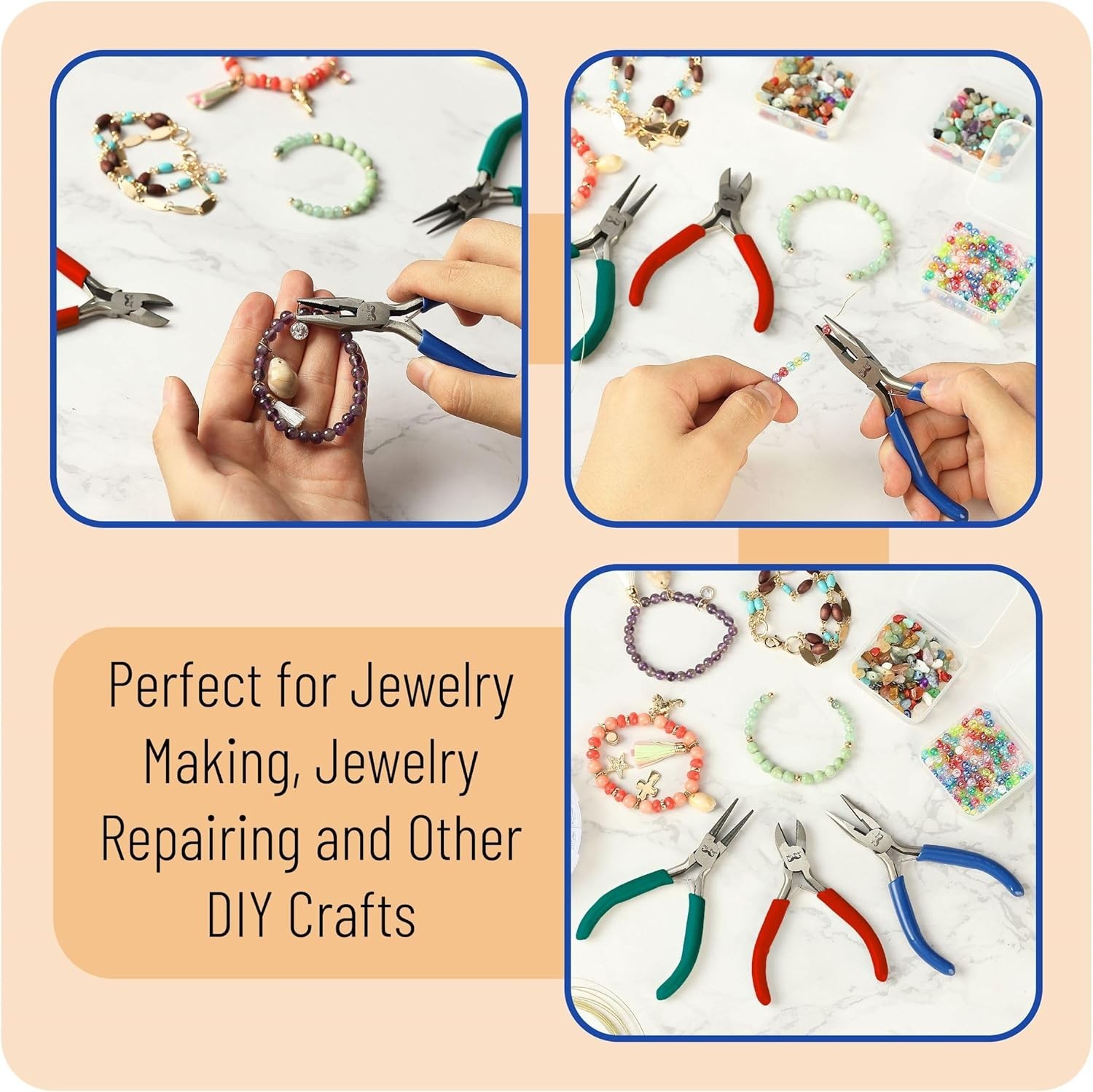 Ergonomic Jewelry Pliers Set – 3 Essential Tools for Crafting & Earring Making