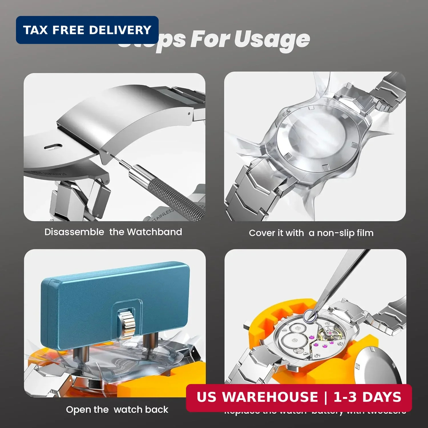 JOREST Watch Battery Replacement Kit, Watch Repair Screwdriver, Watch Band Repla
