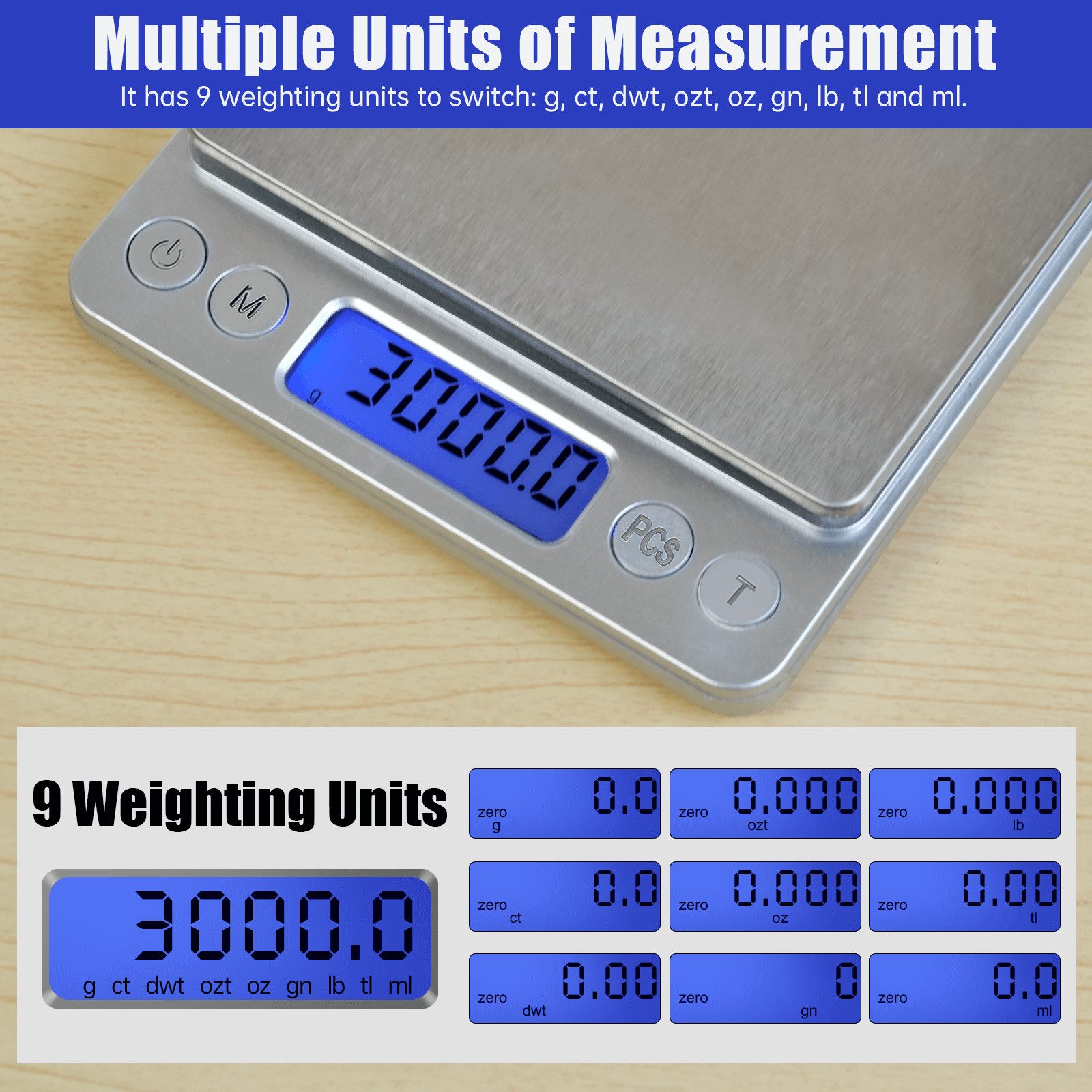 Digital Scale 3000g x 0.1g Jewelry Gold Silver Coin Gram Pocket Size Herb Grain