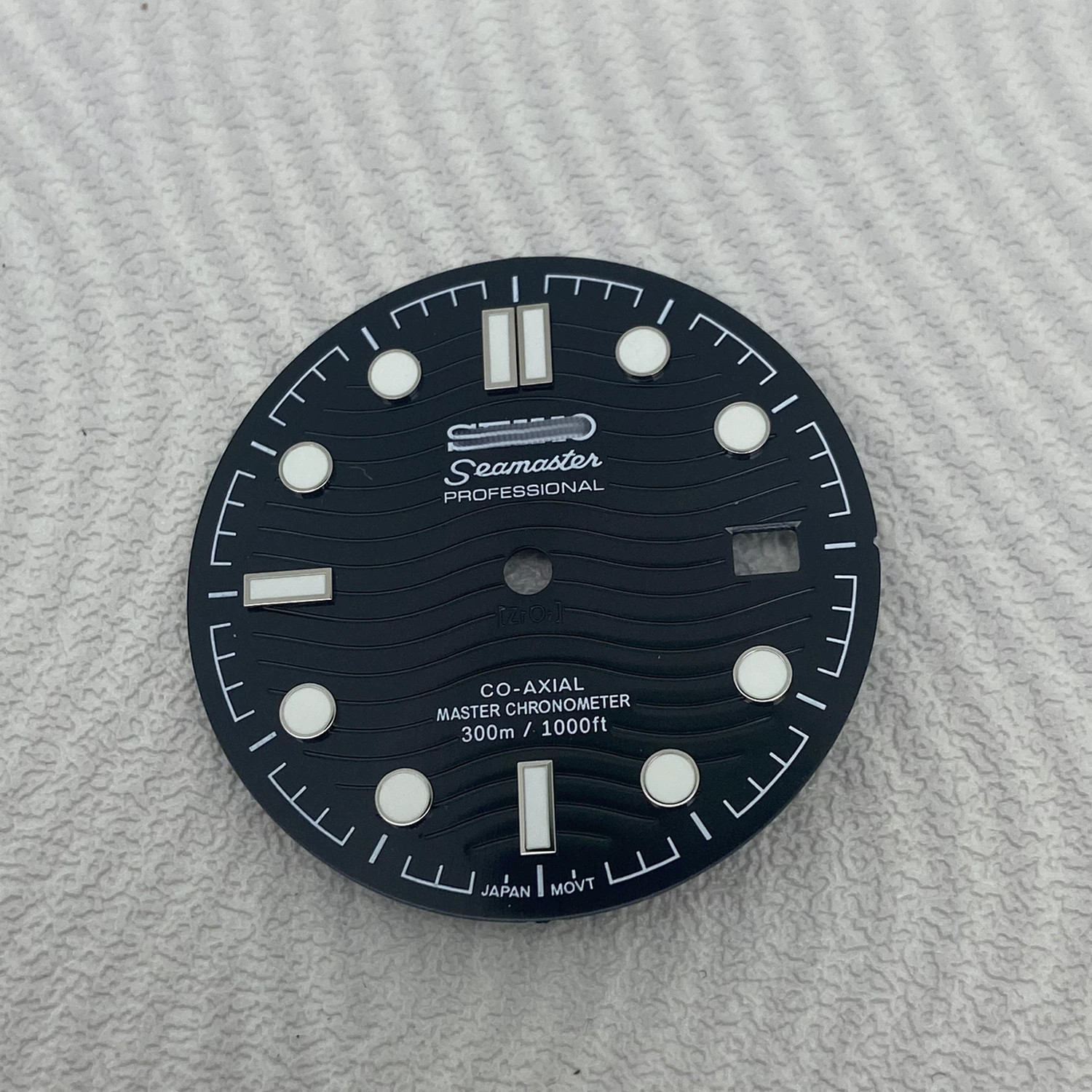 31mm Ripple Pattern Watch Dial+Hands Green Lume For NH35 Movement Watch Parts