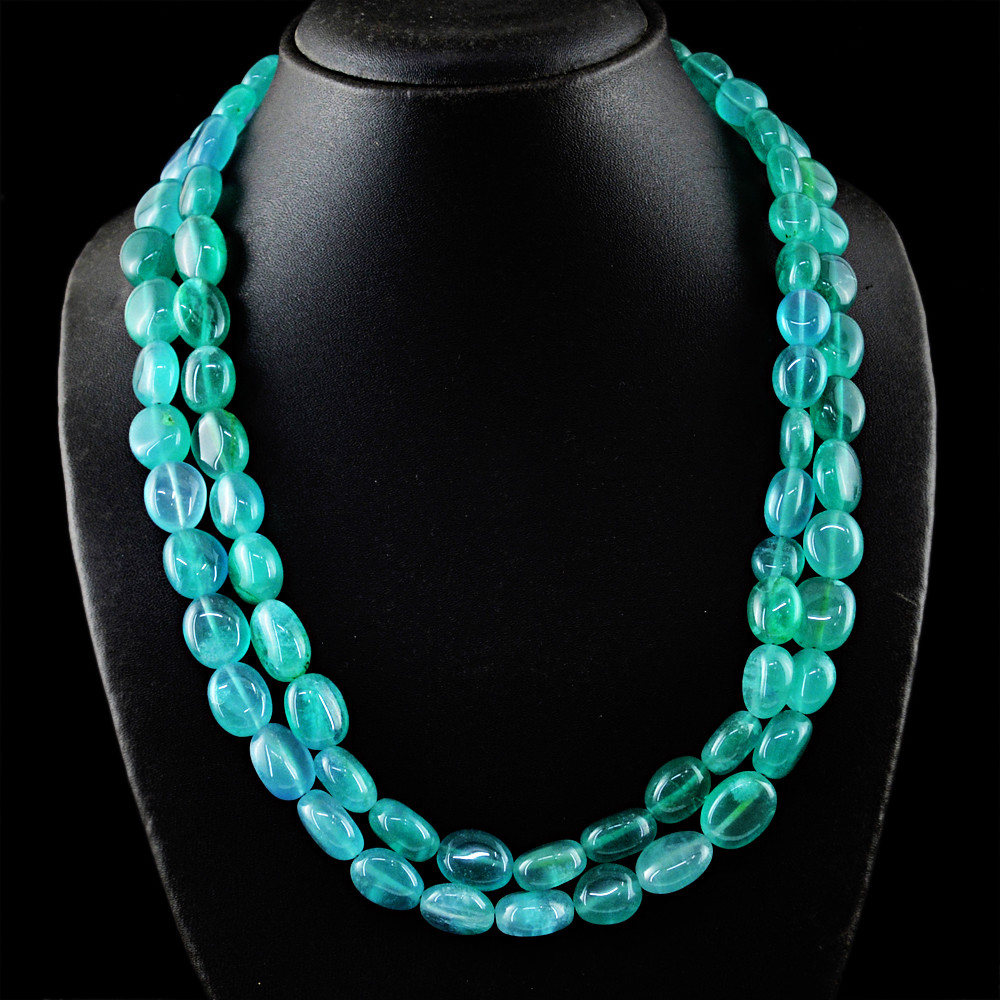 770.00 Cts Earth Mined ENHANCED Emerald Oval Shape Beads Handmade Necklace (DG)