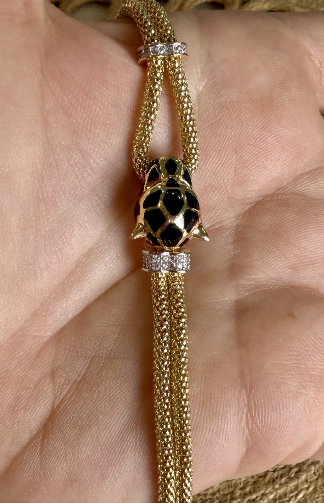 Women’s Modern 14kt Yellow Gold CZ Panther Bracelet 13.3 g, 7.5”