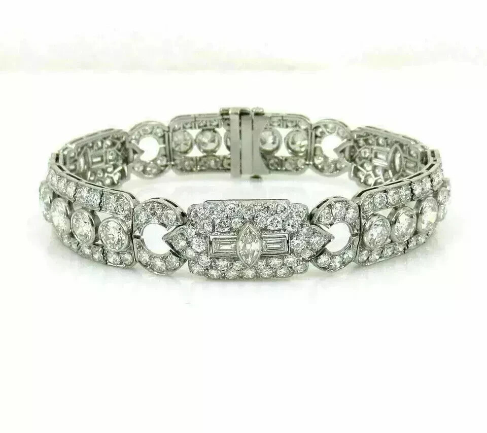 12Ct Round Cut White Moissanite Tennis Women Bracelet 14K White Gold Plated