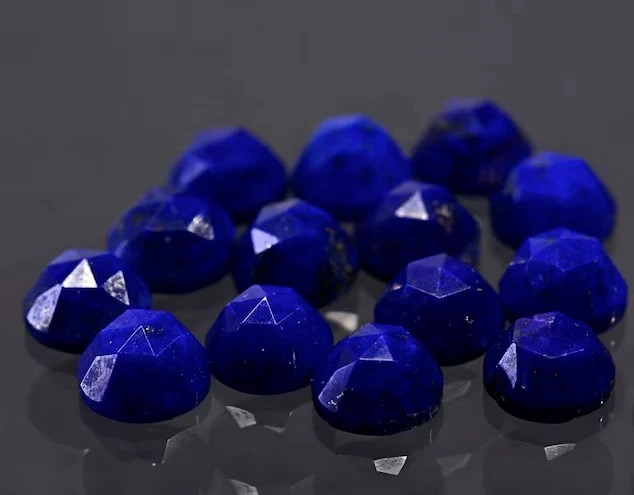 4-8 mm Natural Lapis Lazuli Rose Cut Round Loose Gemstone For Jewelry Making