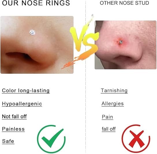 Nose Rings Studs Set for Women Men: 8Pcs 18G 20G 22G 20G/0.8mm, Gold