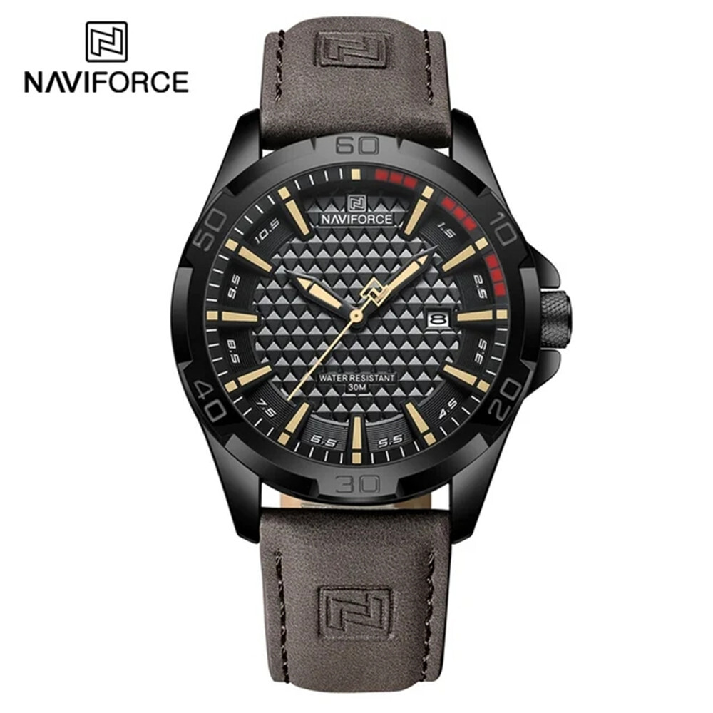 NAVIFORCE Men Quartz Watch Leather Watch Gifts Simple Dial Male Sport Wristwatch