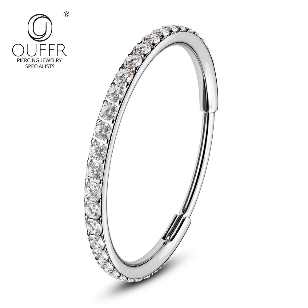 Septum Clicker Surgical Steel CZ 20G 18G 16G Helix Cartilage Lobe Snug Piercing