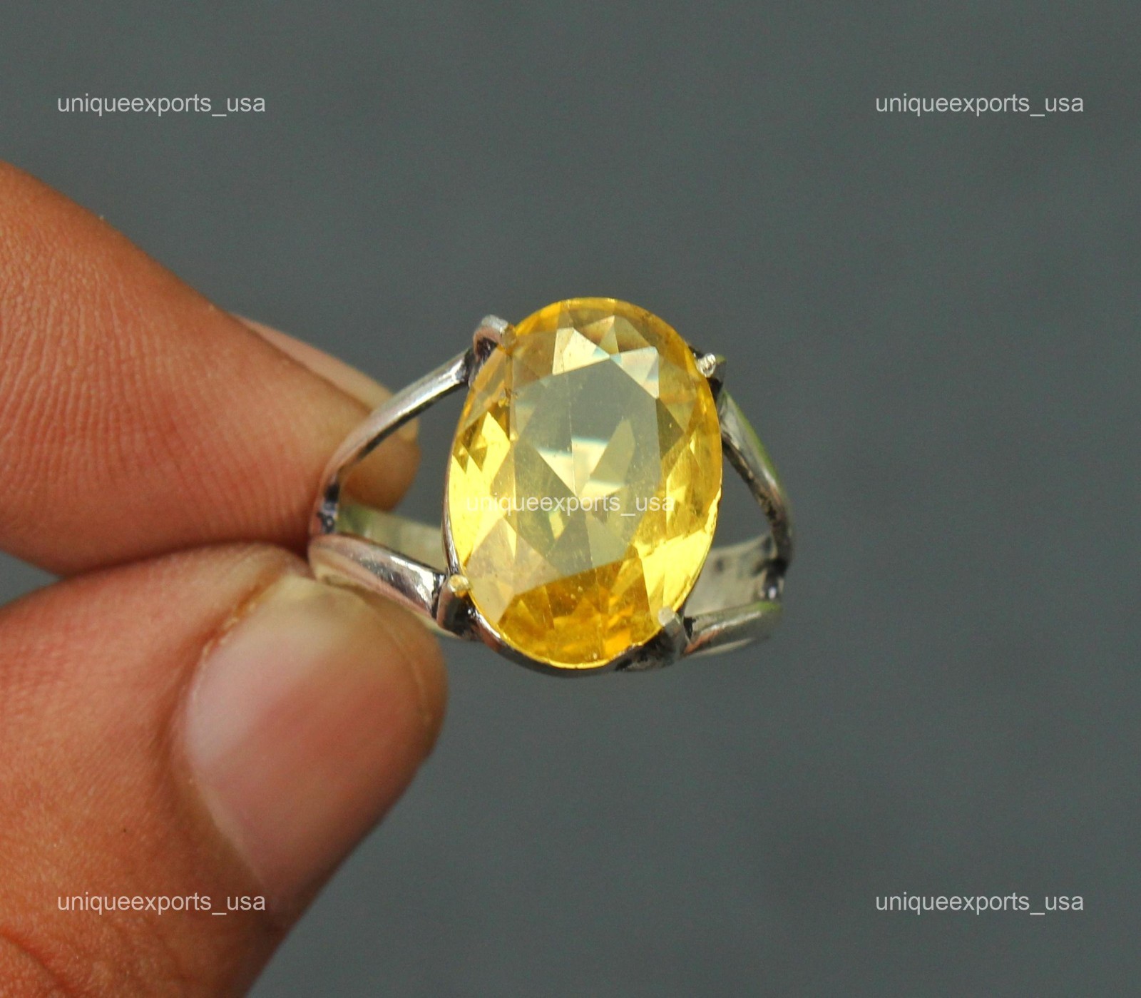 Daughters Day Sale 925 Sterling Silver Citrine Gemstone Not Applicable Band Ring
