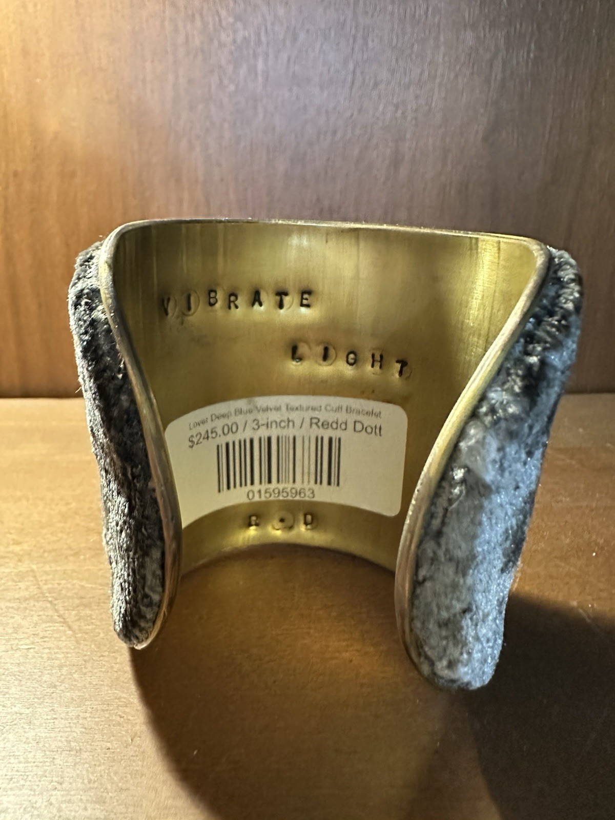 Authentic Redd Dott Designer Crushed Velvet Cuff Bracelet- “Create Light” Mantra