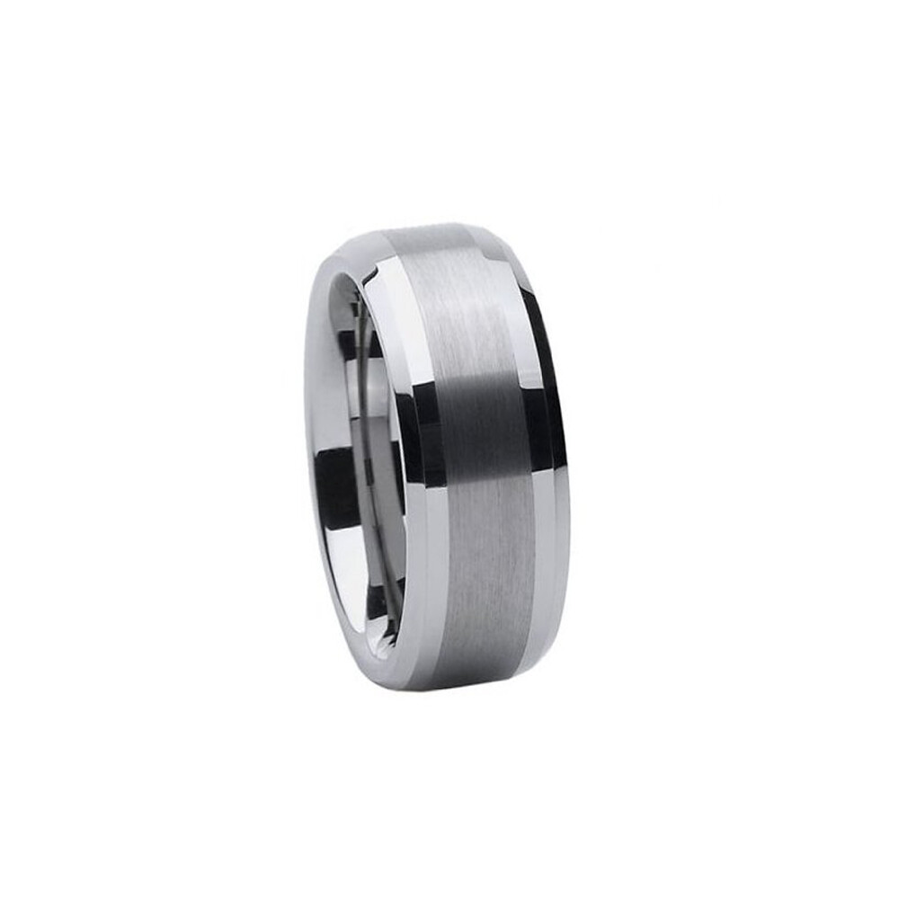 MTERO Tungsten Carbide 8mm (5/16in) Two-Tone Flat Wedding Band Ring