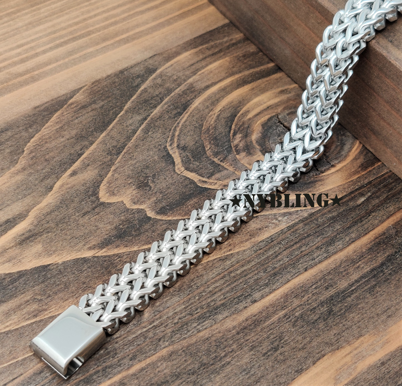 Stainless Steel Bracelet Meshed Woven Curb Chain Cuban Link Wristband Men Women