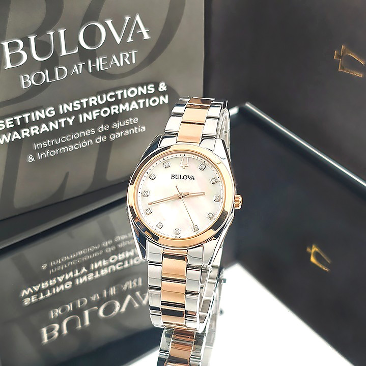Bulova Surveyor 98P207 White Mother of pearl Dial Diamond Women’s Quartz Watch