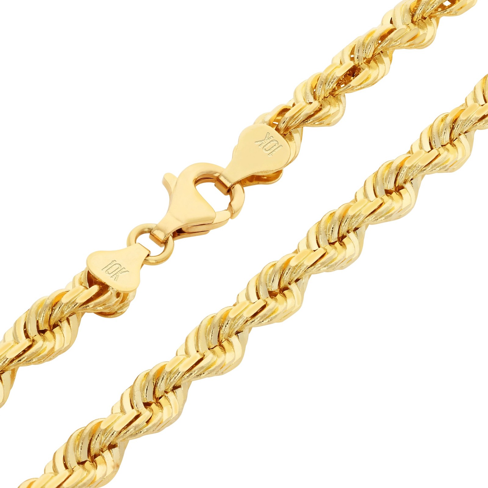10K Yellow Gold 1.5mm-10mm Diamond Cut Rope Chain Necklace Mens Women 16″- 30″