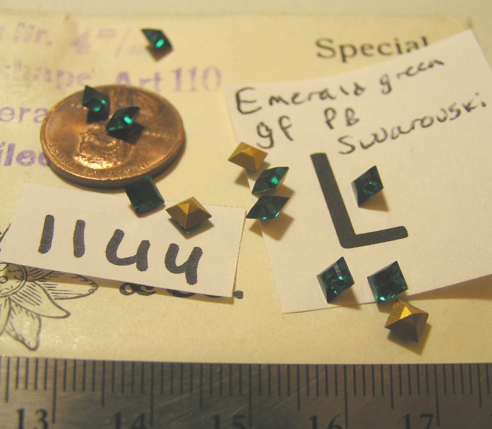 Vtg 4mm Square Swarovski Czech GF UF Pointed back Flat Rhinestone Jewelry Repair