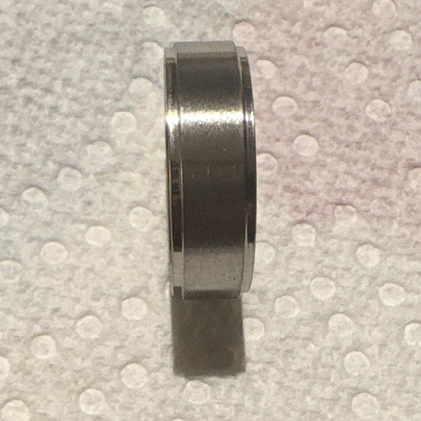 Silver-Tone Metal Plain Band Ring, Round Shape, Stainless Steel, Size 13