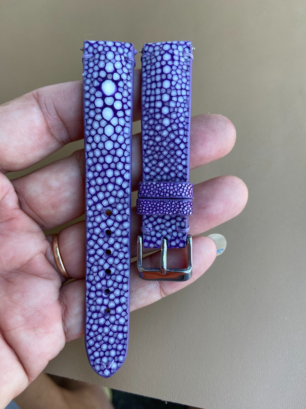 Purple Stingray Leather Watch Strap Band, Size 16mm 18mm 20mm 21 22mm 24mm 26mm