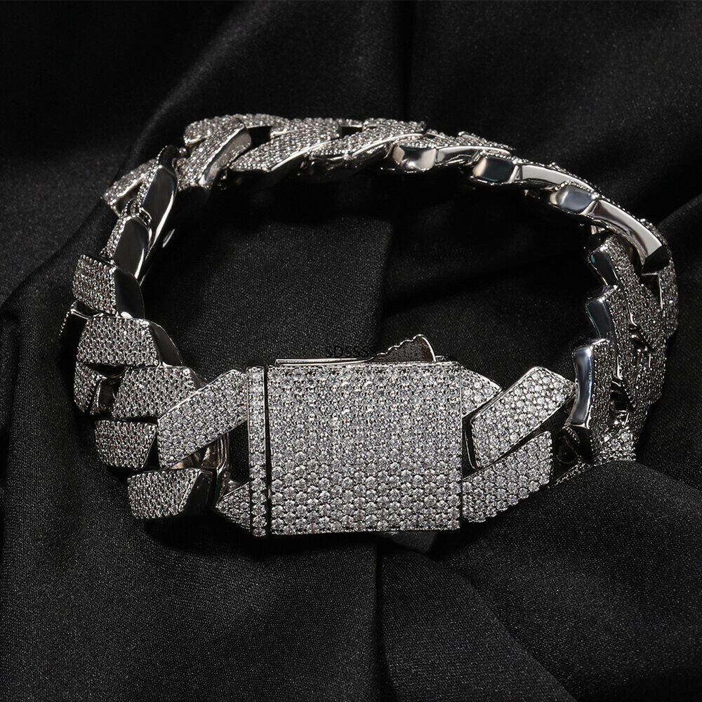 20mm Hip Hop Cubic Zirconia Men Rap Jewelry Miami Cuban Chain Necklace Bracelet
