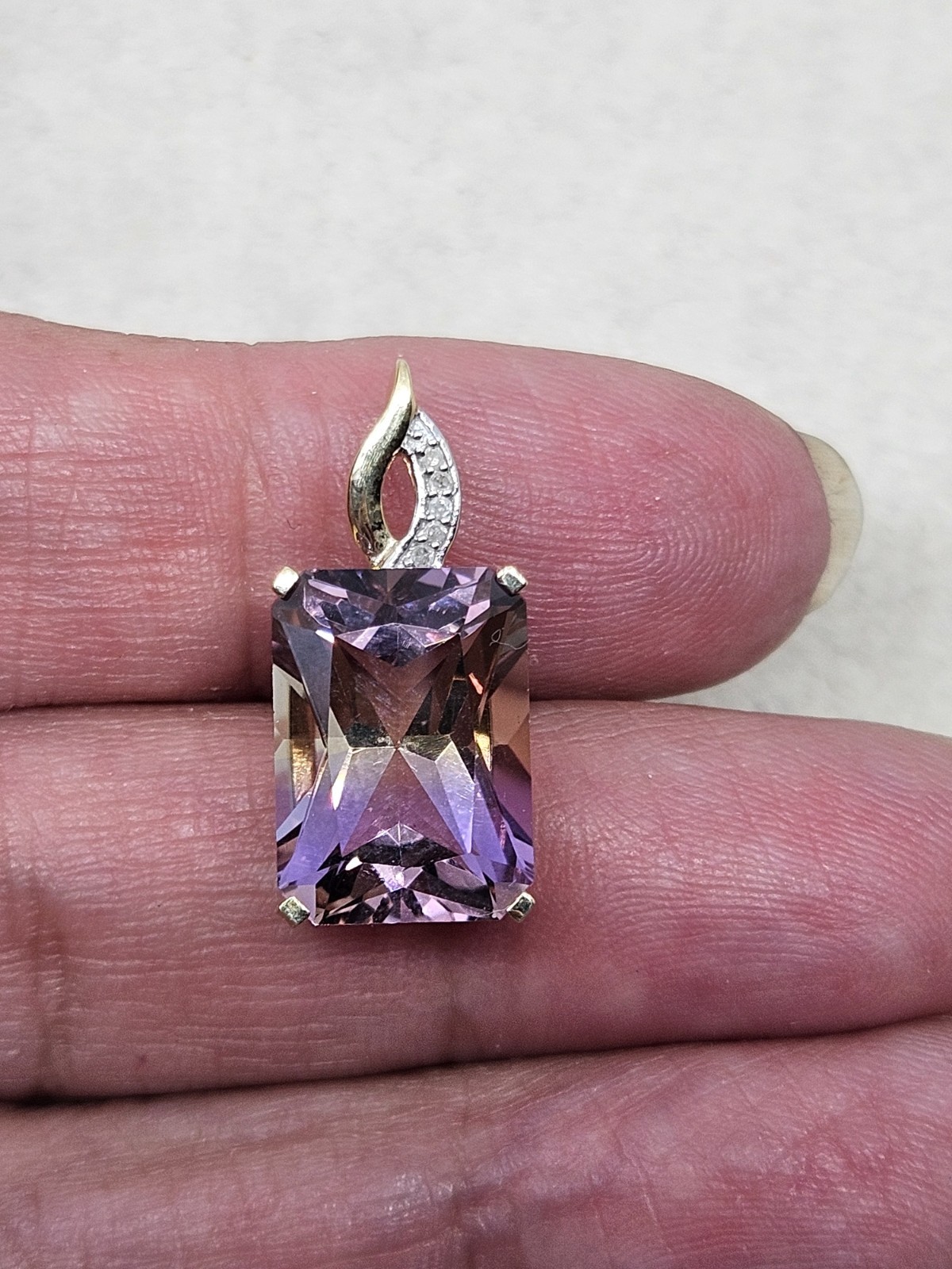 9kt Gold Anahi Ametrine & White Zircon Pendant 6.77 CTS (2.83g) Cert.