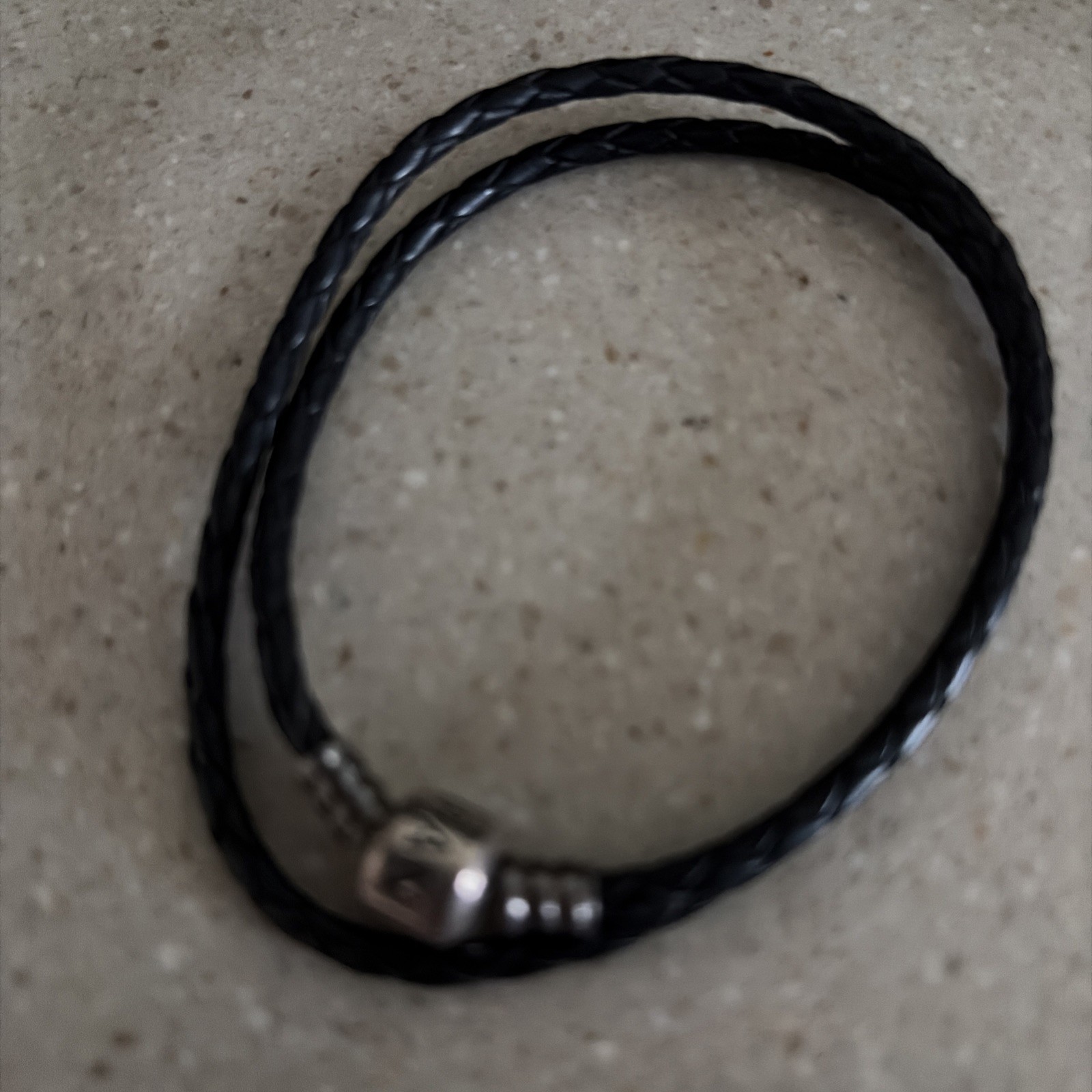 Pandora Double Wrap Black Leather Bracelet, 40cm / 15.75” men’s