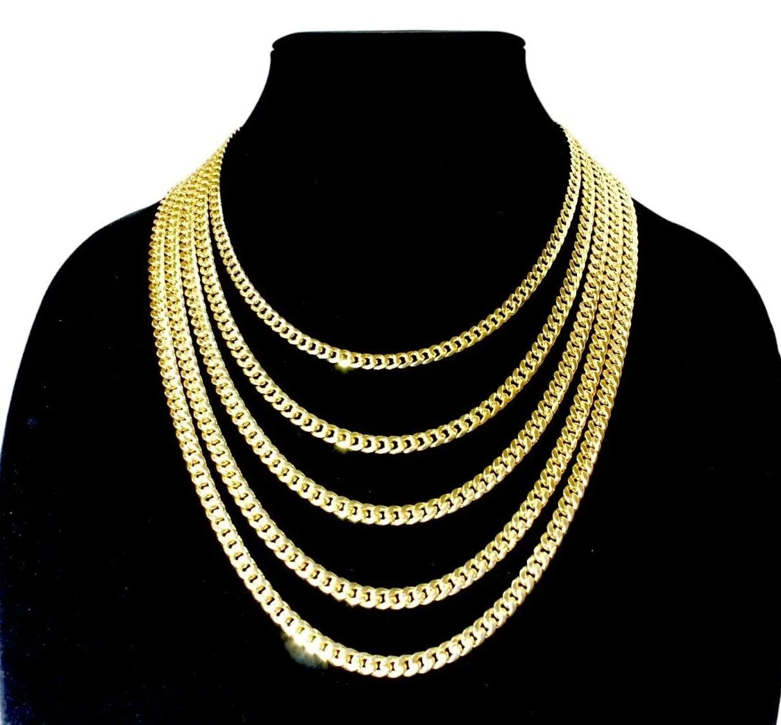 18K Yellow Gold SOLID Miami Cuban Link Chain Necklace Bracelet 4mm-7.5mm 7″-30″