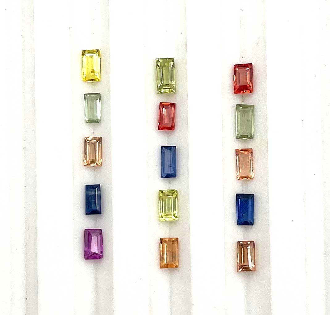 Natural Multi Sapphire Baguette Cut Loose Gemstone Lot 10 Pcs 2*3.50 MM 1 CT