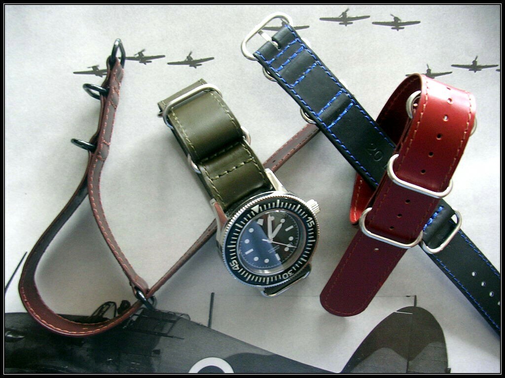 NATO ® UTC Shell Oily leather Pilot watch band RAF strap G10 Military IW SUISSE