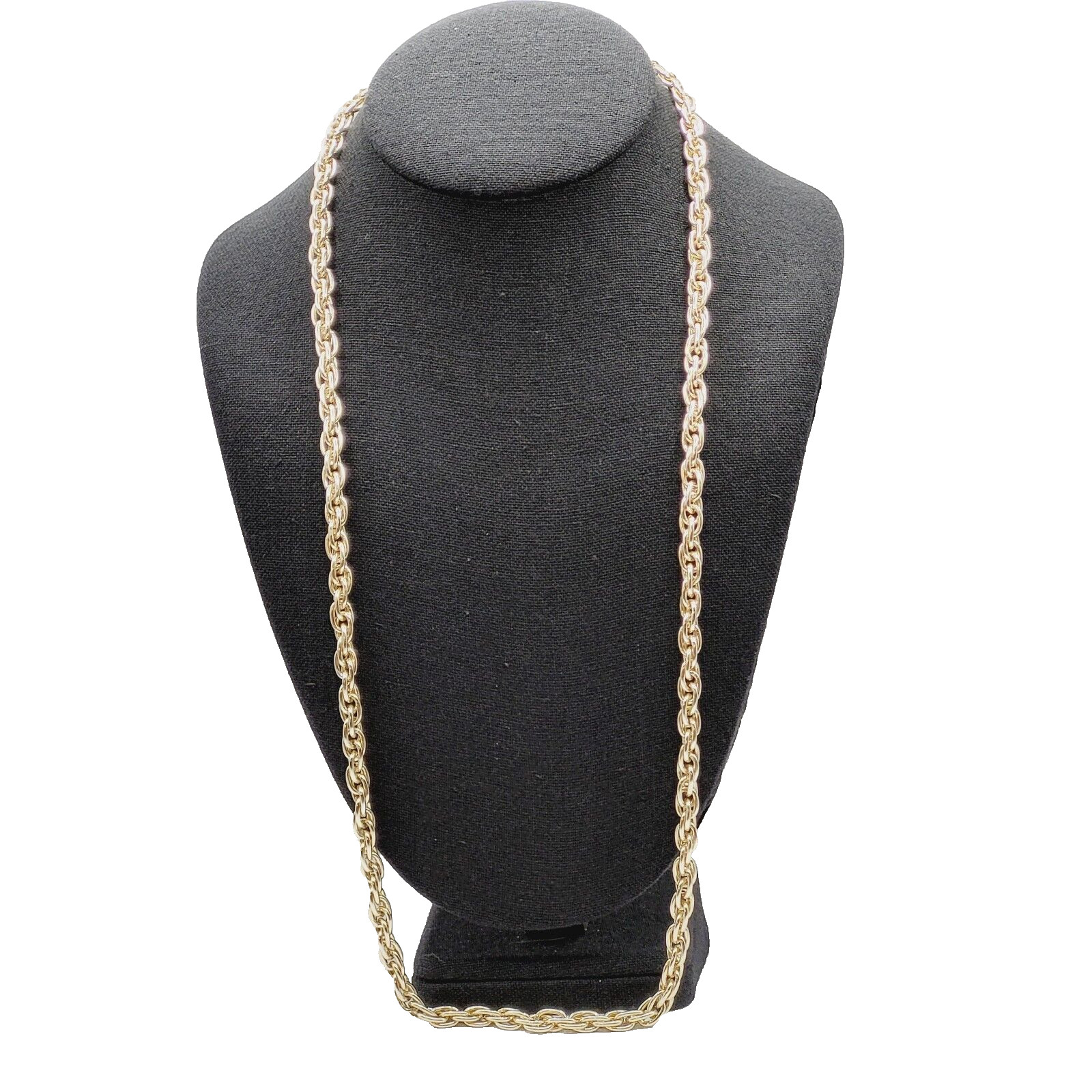 Multi Link Twist Rope Style Chain Very Light Gold Tone Vintage Necklace 30 Inch