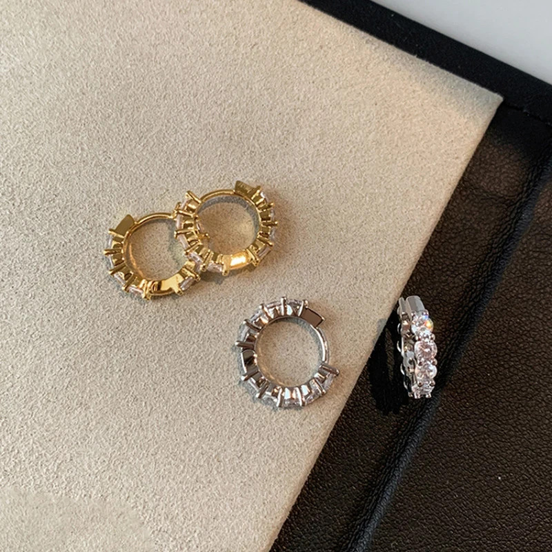 10mm CZ Huggie Hoop Earrings Dainty Small Gold Silver Women Jewellery Gift