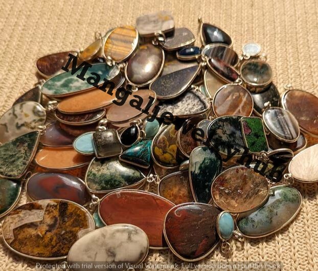 Wow Tiger’s Eye & Mix Gemstone 10PCS Pendants 925 Silver Plated Bulk Lot Jewelry
