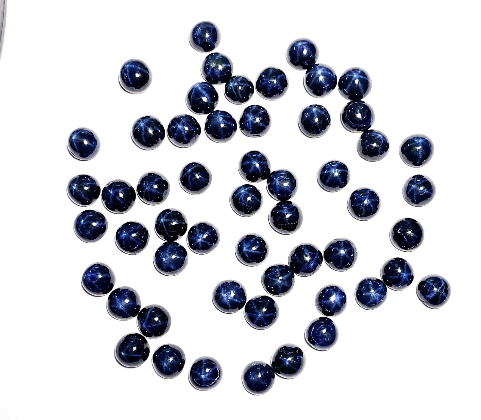 Natural Star Blue Sapphire Round Cabochon Diopside Gemstone 3 Pcs 7 MM 5 CT