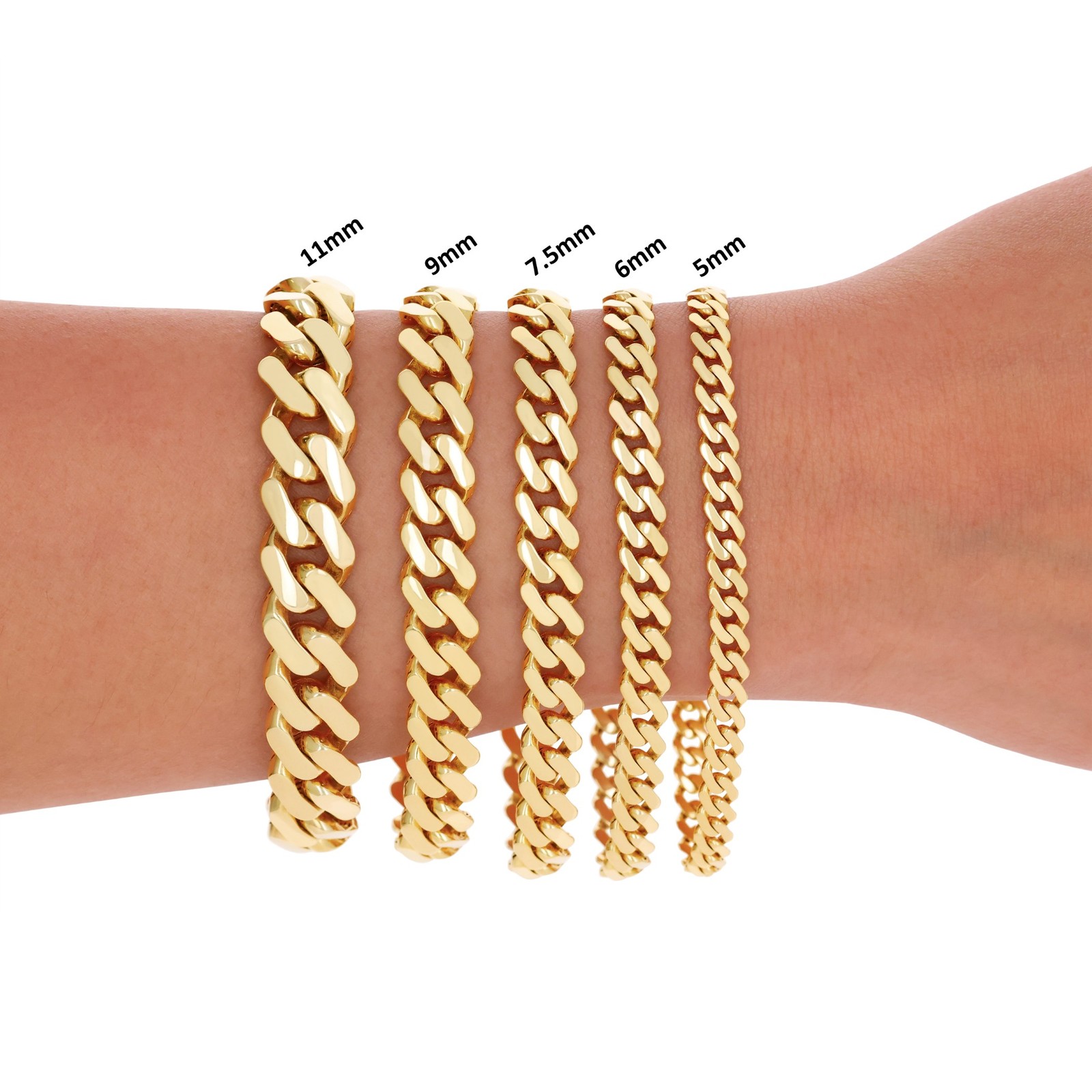 14k Yellow Gold Miami Cuban Royal Monaco Chain Bracelet 5mm-17mm 7″ 7.5″ 8″ 9″
