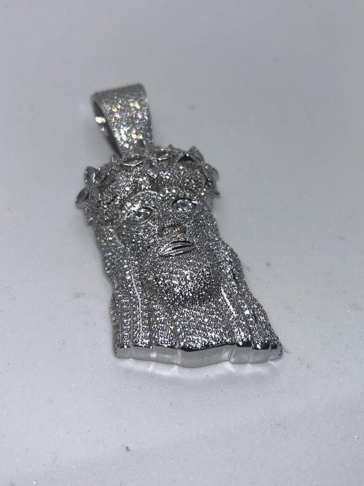 Large VVS1 Moissanite Sterling Silver Iced Flawless D Color Jesus Piece Pendant