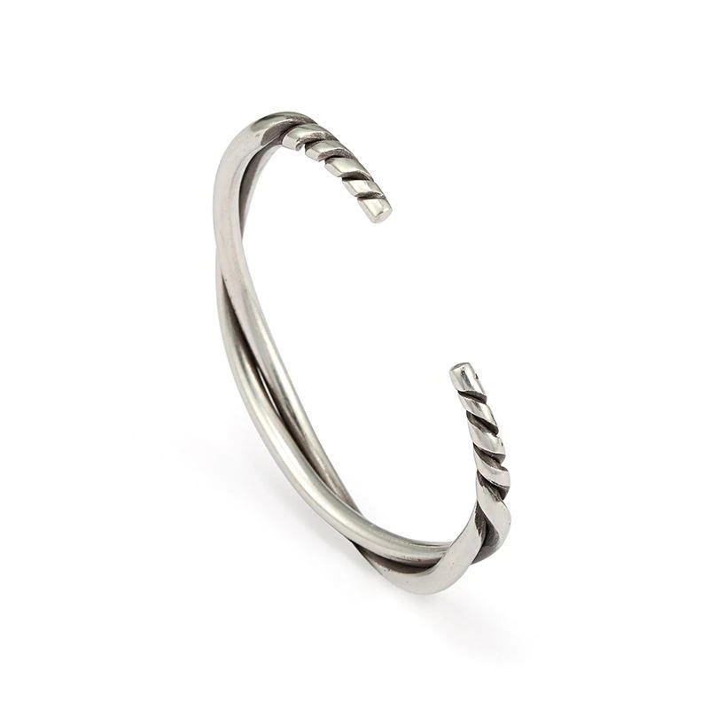 Men’s Fashion Jewelry Silver Twisted Metal Adjustable Bangle Cuff Bracelet 1-269