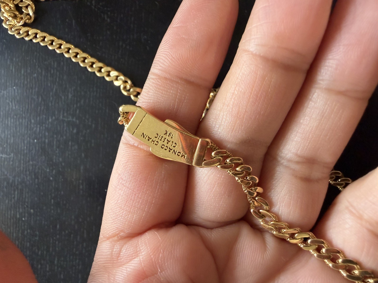 18K Genuine Solid Gold Monaco Necklace