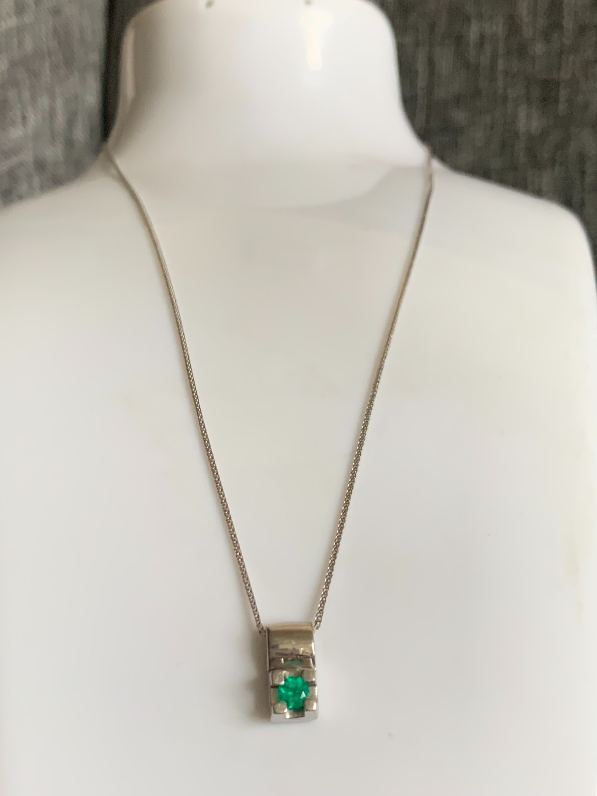18K Solid White Gold Colombian Emerald Pendant