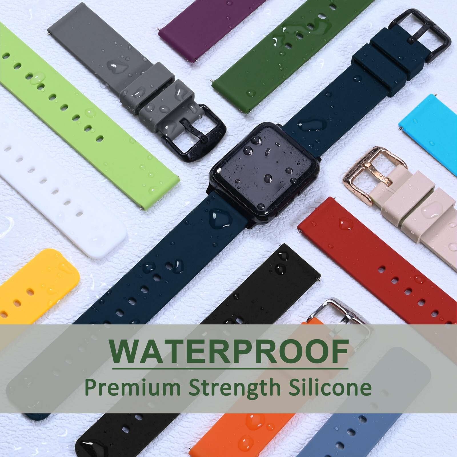 WOCCI Silicone Watch Band Rubber Straps 14mm 16mm 18mm 19mm 20mm 21mm 22mm 24mm