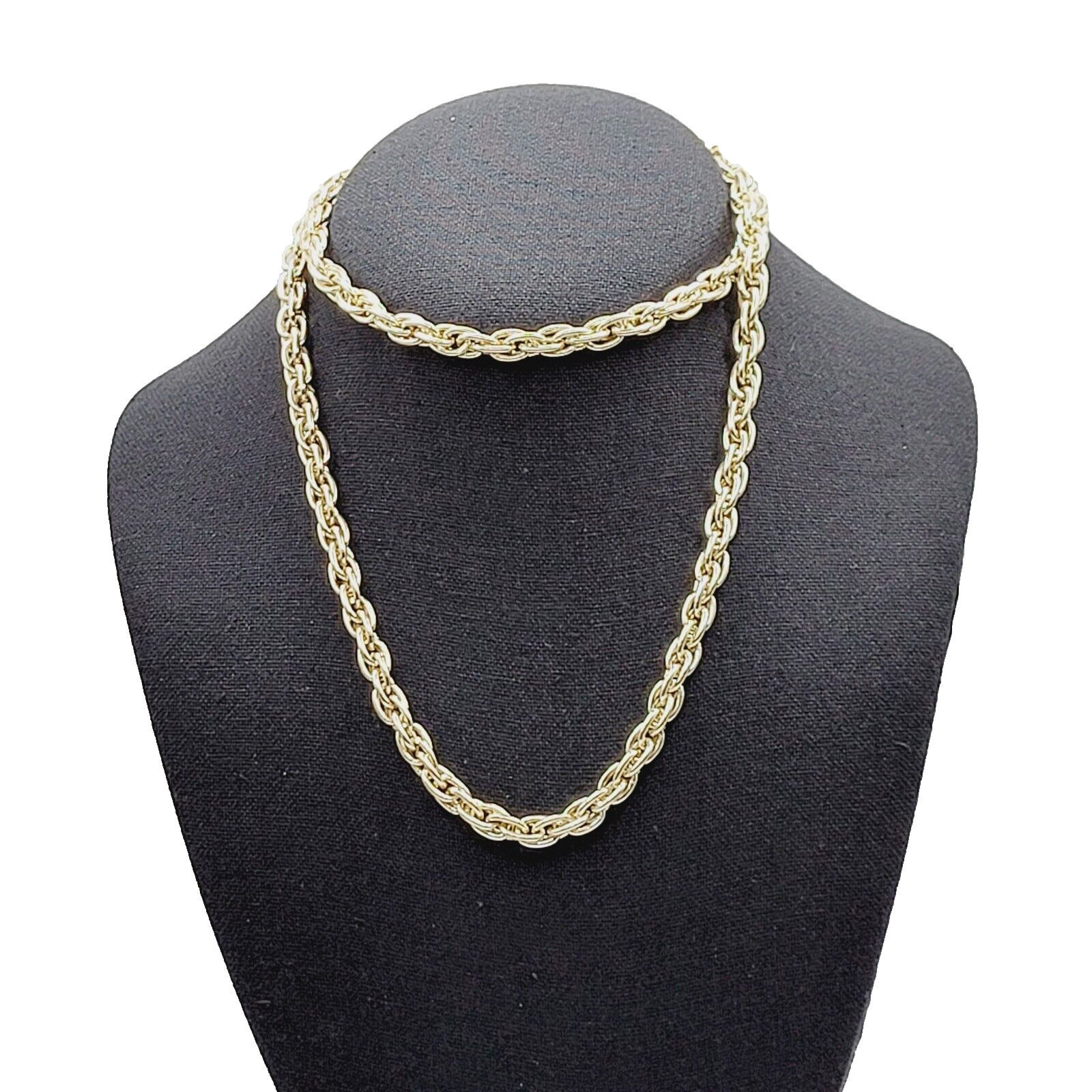 Multi Link Twist Rope Style Chain Very Light Gold Tone Vintage Necklace 30 Inch