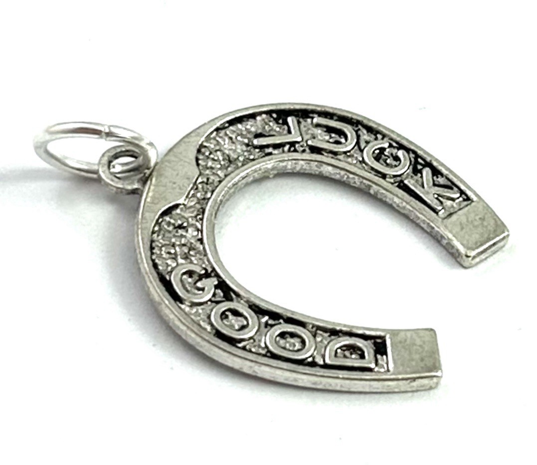Horseshoe Lucky Charm Good Luck Charm Pendant Antiqued Silver Plated Jewelry