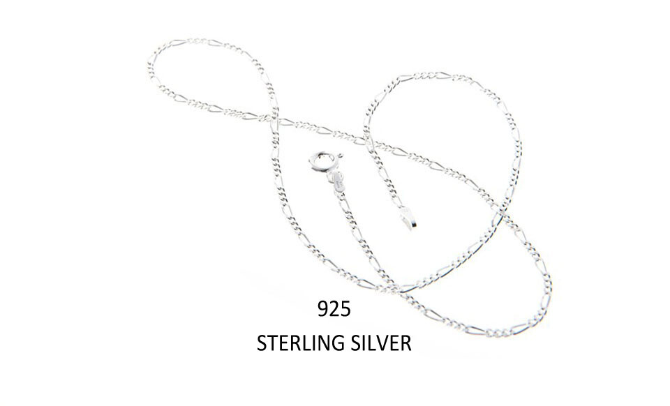 Verona Jewelers Sterling Silver 925 Italian 3MM Figaro Link Chain Necklace