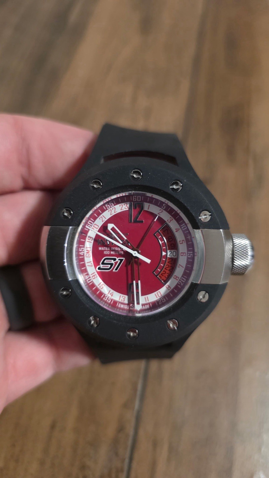 Invicta S1 Rally Men’s Quartz GMT Sport Watch 100m Red Dial Black Strap