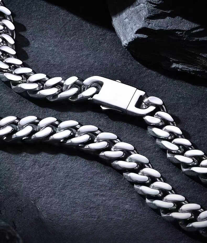5-15mm 4-Sided Stainless Steel Miami Hip Hop Cuban Chain Necklace or Bracelet